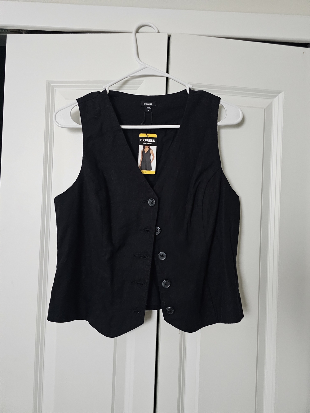 Express Women's Black Button-Front Vest